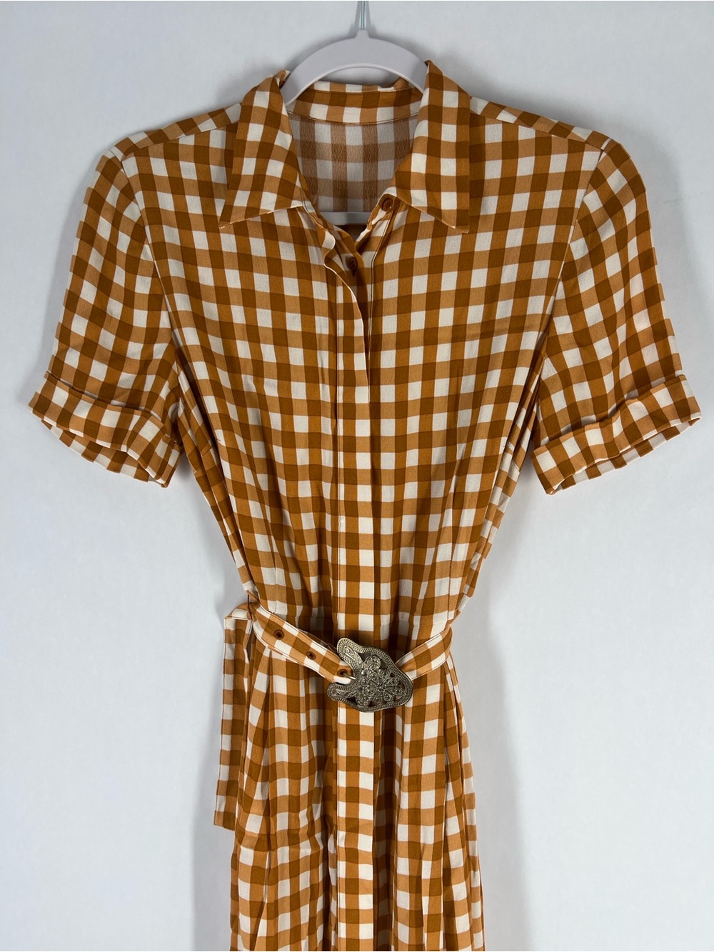 Uterqüe Mustard Gingham Maxi Dress - Picture 4 of 16